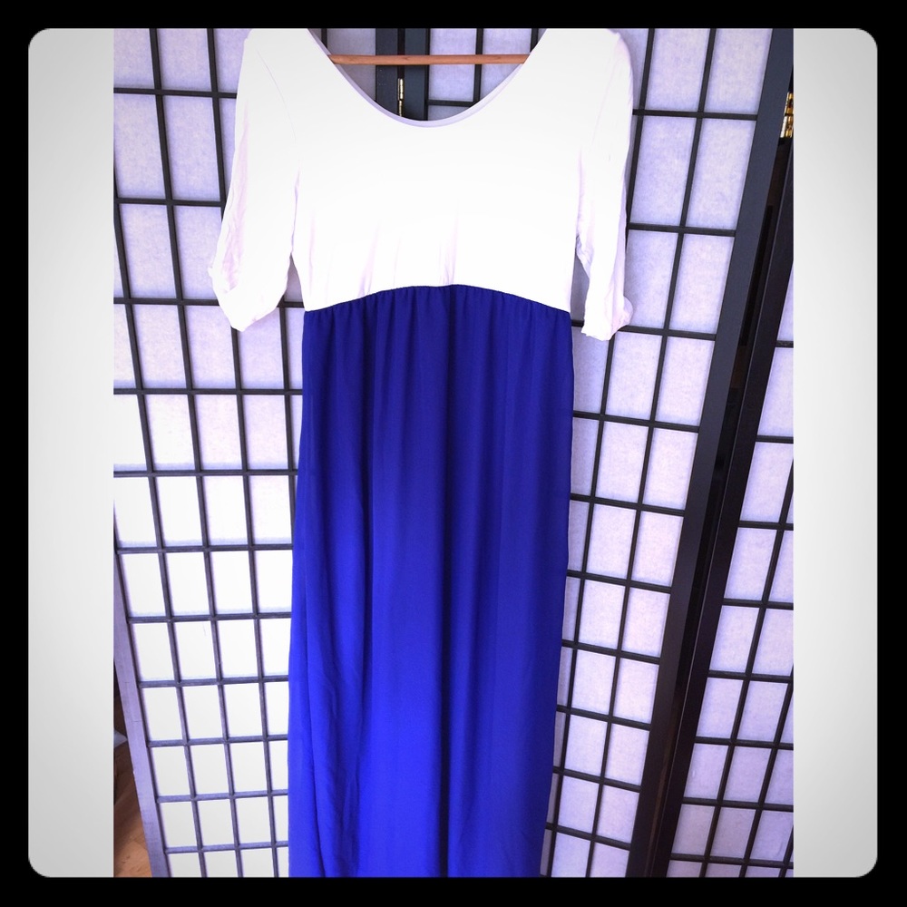 Blue and White Maternity Maxi